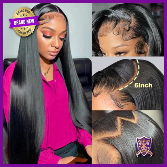36 Inch Straight Human Hair Wig 13x6 Lace Front Glueless Natural